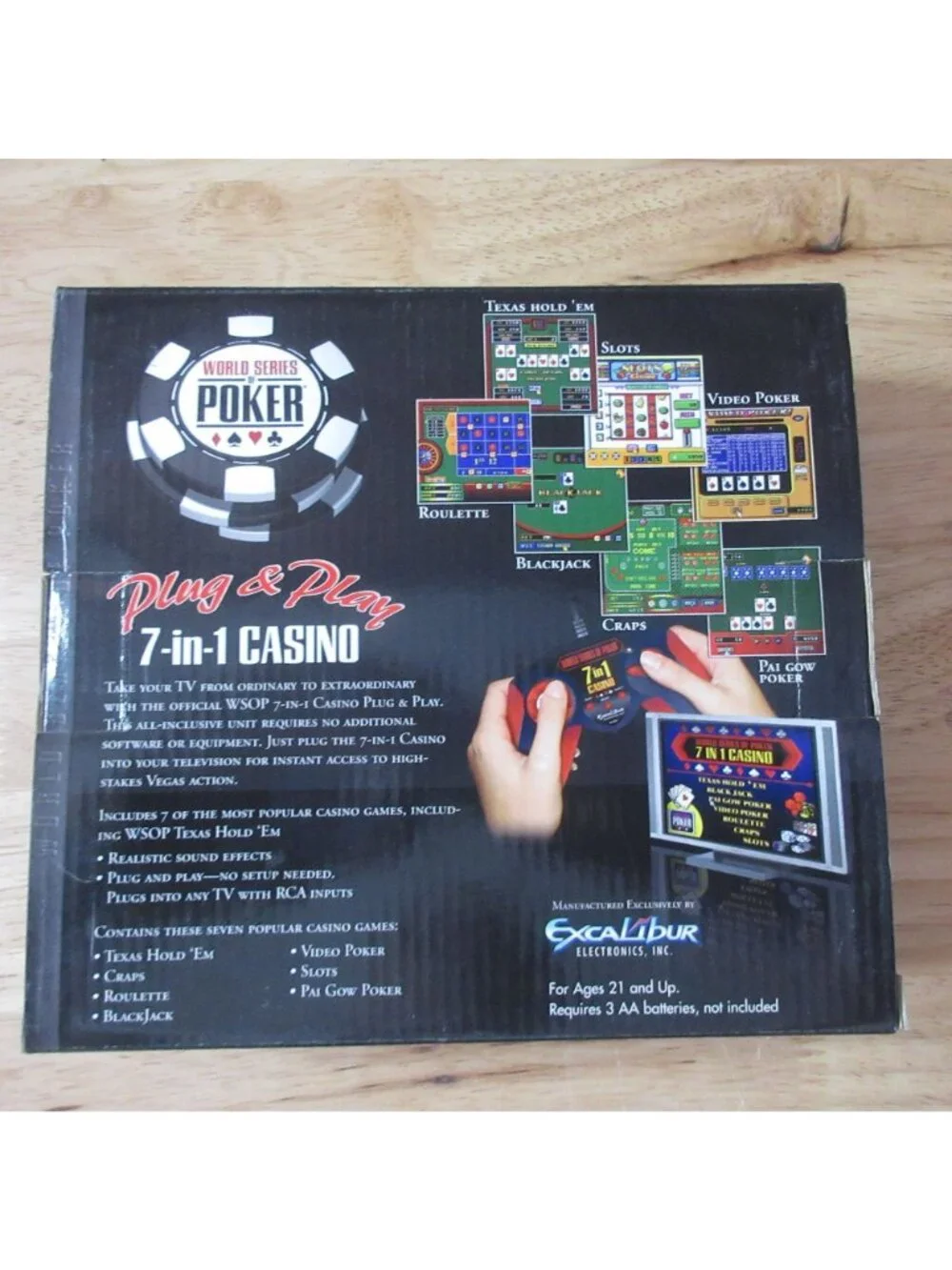 World Series of Poker 7-in-1 Excalibur Casino Plug & Play Video Game Vegas, NIB